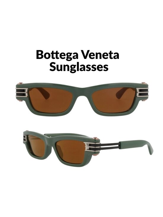 Mew Bottega Veneta BV1308S-003 Green Rectangular Sunglasses $1350+ tax